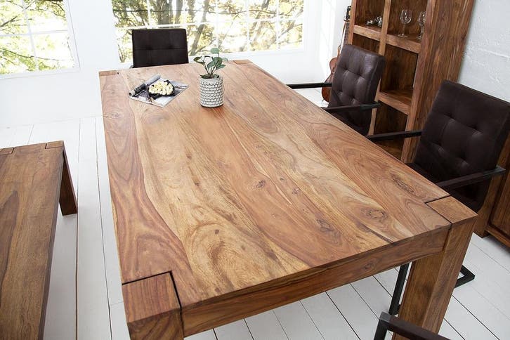 Massief houten eettafel MAKASSAR 200cm bruin sheesham,, Huis en Inrichting, Tafels | Eettafels, Ophalen of Verzenden
