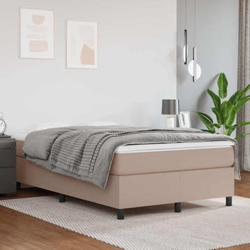 vidaXL Boxspring bed kunstleer cappuccinokleurig 120x200 cm, Overige materialen, Bruin, Verzenden, Nieuw