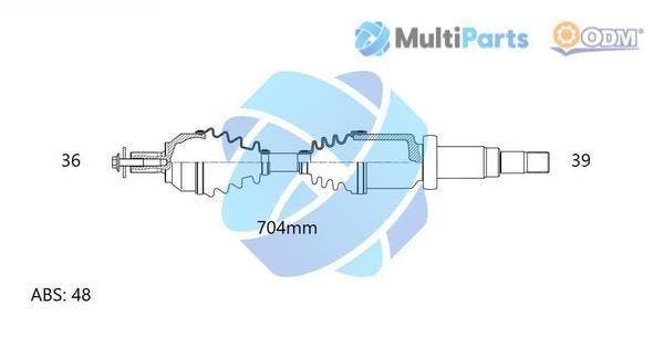 ODM Multiparts Aandrijfas Volvo XC90 Rechts, Auto-onderdelen, Remmen en Aandrijving, Nieuw, Verzenden