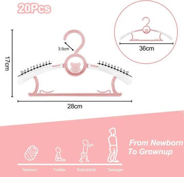 Fousenuk Set van 20 Kinderkleerhangers Roze, Antislip Kun..., Verzenden, Nieuw