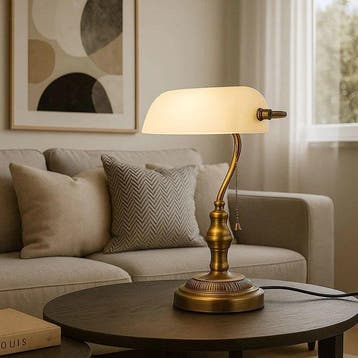 Bureaulamp - bankier , ministerie - Metaal, Glas - lamp