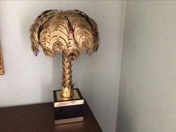 Tafellamp - Verguld messing - Palm tree lamp sold by Maison
