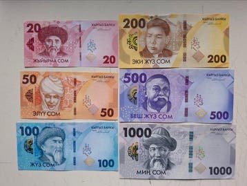 Kirgizië. - 20, 50, 100, 200, 500, 1000 Som 2023 - Pick NEW, Postzegels en Munten, Bankbiljetten | Europa | Niet-Eurobiljetten