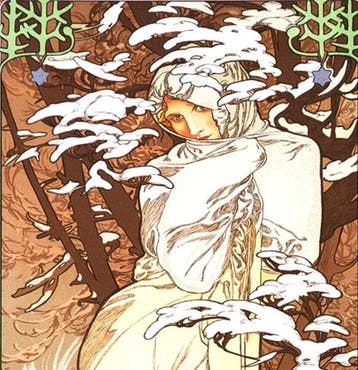 Marie Alphonse Mucha - “Winter Il, 1896“. Gesigneerd in de