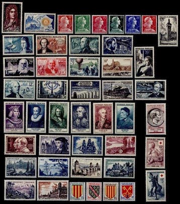 Frankrijk 1955/1959 - Opeenvolgend lot van 5 volledige, Gestempeld