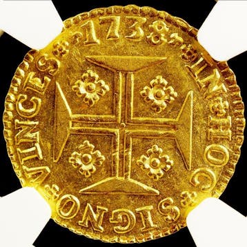 Portugal. D. João V (1706-1705). Quartinho (1.200 Reis) 1738, Postzegels en Munten, Munten | Europa | Niet-Euromunten