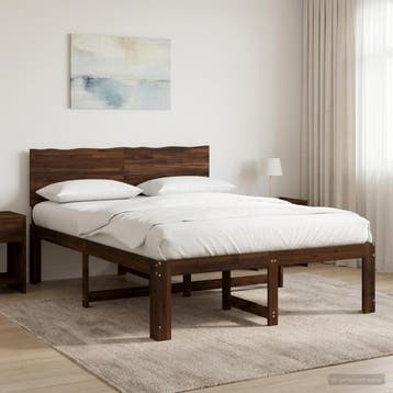 vidaXL Tweepersoonsbed met hoofdeinde ROSTOCK Donkerbruin, Huis en Inrichting, Bruin, Verzenden, Hout, Nieuw