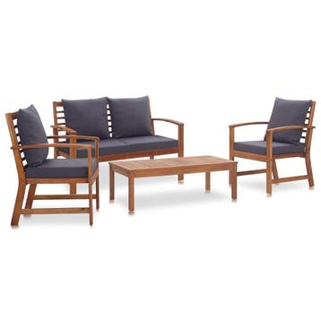 vidaXL 4-delige Loungeset met kussens massief acaciahout, 4 zitplaatsen, Verzenden, Nieuw, Loungeset