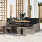 vidaXL Tuinbankenset met kussen 8 pcs Grijs poly rattan, Verzenden, Nieuw, Rotan, 8 zitplaatsen