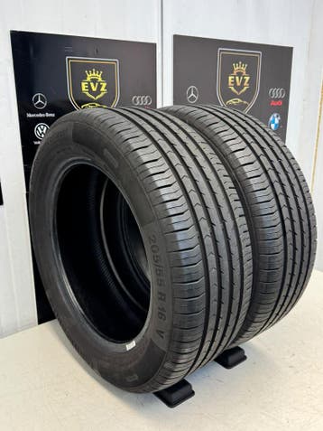 2 stuks 205/55R16 inch zomerbanden Continental 7 mm, Gebruikt, 16 inch, 205 mm, Band(en)