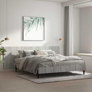 vidaXL Hoofdbord wandmodel 240x1,5x80 cm bewerkt hout grijs, Verzenden, Nieuw, Grijs, Hout