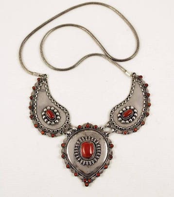 halsketting - Zilver, Koraal - Nepal - 20e eeuw