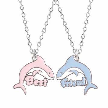 Fako Bijoux - Vriendschapsketting - Dolfijnen - Blauw/Roze, Verzenden, Nieuw