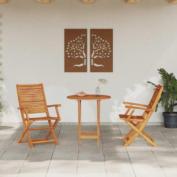 vidaXL Vouw Bistro Set 3 st Bruin Massief Acaciahout, Verzenden, Nieuw, 3 zitplaatsen
