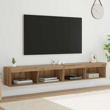 vidaXL Tv-meubelset 2 st Artisan Eiken Bewerkt hout, 100 tot 150 cm, Verzenden, Nieuw, Minder dan 100 cm