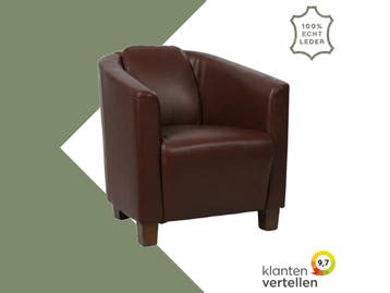 Leren fauteuil Press - Granada Cognac (donkercognac) -, Nieuw, Ophalen of Verzenden, Eigentijds, Klassiek, Retro, Romantisch, Vintage