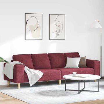 vidaXL Woonkamer Bank Wijnrood 250 x 77 x 76 cm Polyester, Verzenden, Nieuw, Kunststof, Minder dan 150 cm