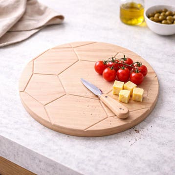 HOCHO Snijplank Beukenhout – Voetbaldesign Ø 260x15 mm, Huis en Inrichting, Keuken | Keukenbenodigdheden, Ophalen of Verzenden