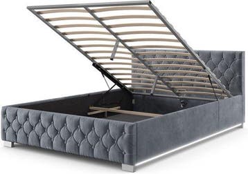 2dekans | Gestoffeerd Bed Nizza - 120 x 200 cm - Grijs - LED, Ophalen of Verzenden, Zo goed als nieuw, Grijs