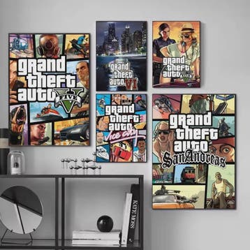 Grand Theft Auto Game Posters - Zelfklevend Muurdecoratie vo, Verzenden, Nieuw