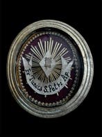 Reliekhouder - Brons, Gouden cartouche, Glas, Textiel - 20e, Antiek en Kunst