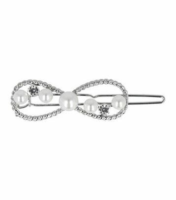 Haarspeld Haarclip 4,5cm - Infinity - Parel Strass Steentjes, Nieuw