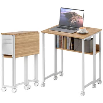 TRUUSK Opklapbaar Klein Bureau 63 cm - Wielen - Ruimtebespar, Huis en Inrichting, Verzenden, Nieuw