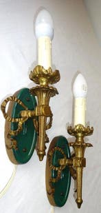 Wandlamp - Antieke Wandlampjes Empire - stijl - Brons,, Antiek en Kunst