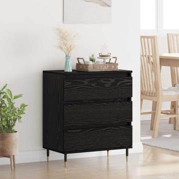 vidaXL Dressoir Zwart Eiken 60 x 35 x 70 cm Bewerkt hout, Huis en Inrichting, Verzenden, Nieuw, Overige houtsoorten, Minder dan 50 cm