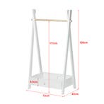 [en.casa] Kinder kledingrek Laxe 126x73x43 cm wit en houtkle, Verzenden, Nieuw