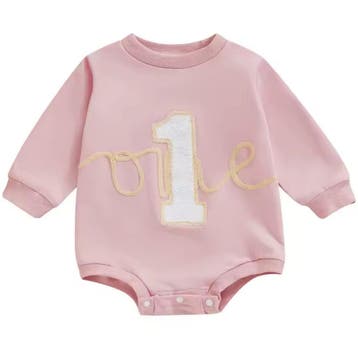 Eerste verjaardag cakesmash sweater/romper One roze, Kinderen en Baby's, Nieuw, Sweet-One, Truitje of Vestje, Verzenden