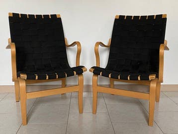 Dux - Bruno Mathsson - Fauteuil (2) - Eva - Hout, Textiel
