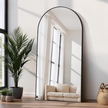 Grote Spiegel Boogvorm Zwart | Veiligheidsglas | Laatste, Huis en Inrichting, Ophalen of Verzenden, Zo goed als nieuw, 75 tot 100 cm