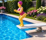 Beeld, large garden statue 110 cm high lady in bathing suit