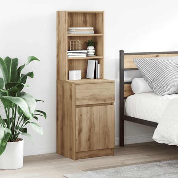 vidaXL Nachtkastje 39x35x125 cm bewerkt hout artisanaal, Verzenden, Nieuw, Hout