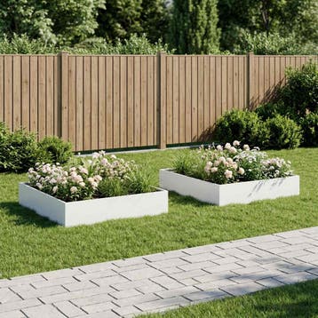 vidaXL Plantenbak 2 st Wit 100 x 100 x 20 cm Koudgewalst, Minder dan 30 cm, 100 cm of meer, Verzenden, Nieuw