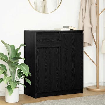 vidaXL Dressoir met lade 71x35x84 cm spaanplaat zwart, Huis en Inrichting, Verzenden, Nieuw, Overige houtsoorten, Minder dan 50 cm