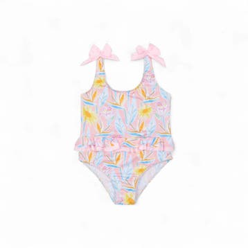 Deolinda baby meisjes zwempak roze bloemen - 62 (2-4, Ophalen of Verzenden, Nieuw