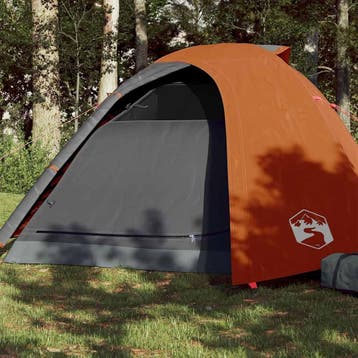 vidaXL Koepeltent 4-persoons waterdicht grijs en oranje, Caravans en Kamperen, Tenten, Verzenden, Nieuw, Tot en met 2