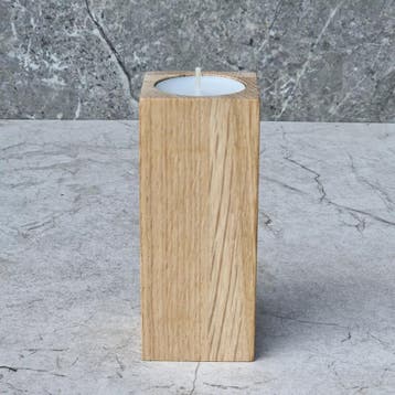 HOCHO Eikenhouten Waxinelichthouder – 50x50x120 mm – Sti, Ophalen of Verzenden, Nieuw