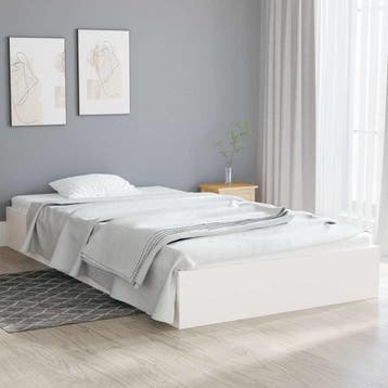 vidaXL Bedframe massief hout wit 90x200 cm, 90 cm, Eenpersoons, Verzenden, Wit