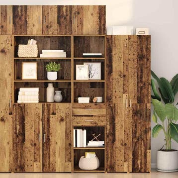 vidaXL Highboard Oud Hout 45 x 42,5 x 185 cm Bewerkt hout, Minder dan 50 cm, Verzenden, Nieuw, Minder dan 100 cm