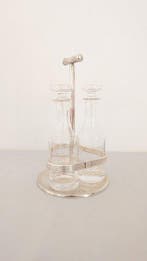 Christofle, Fleuron - Olie-en-azijnstelletje (4) - Glas,, Antiek en Kunst