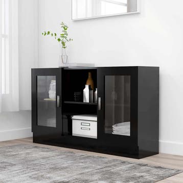vidaXL Vitrinekast 120x30,5x70 cm bewerkt hout zwart, 100 tot 150 cm, Verzenden, Nieuw, Minder dan 100 cm