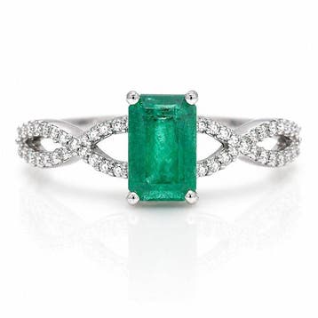 Zonder minimumprijs - Ring Platina - 1.31ct. tw. Smaragd -, Nieuw