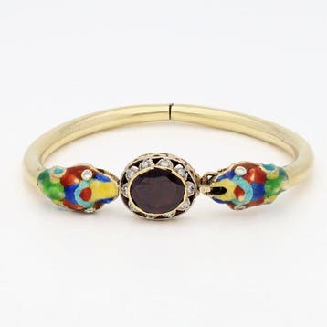 Armband - 18 karaat Geel goud Diamant (Natuurlijk) - Granaat, Nieuw