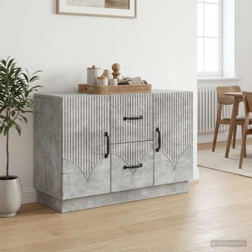 vidaXL Dressoir met lade Betongrijs 89 x 34,5 x 57 cm, Verzenden, Nieuw, Overige houtsoorten, Minder dan 50 cm