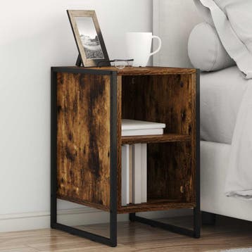 vidaXL Nachtkastje Rook Eiken 39.5 x 30 x 50 cm Bewerkt hout, Minder dan 45 cm, Verzenden, Nieuw, Minder dan 55 cm