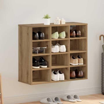 vidaXL Schoenenkast 77,5 x 30 x 67 cm Bewerkt hout, Verzenden, Nieuw
