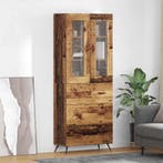 vidaXL Hoge opbergkast met plank met lade 2 stuks Oudhout, Minder dan 50 cm, Verzenden, Nieuw, Minder dan 100 cm